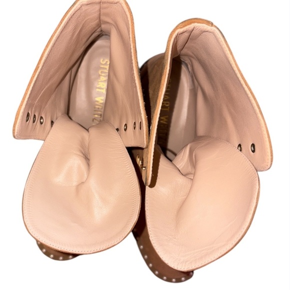 Stuart Weitzman Lace Up Fold Over Boot Suede Embellished Combat Size 36 US 5.5 - Picture 7 of 10